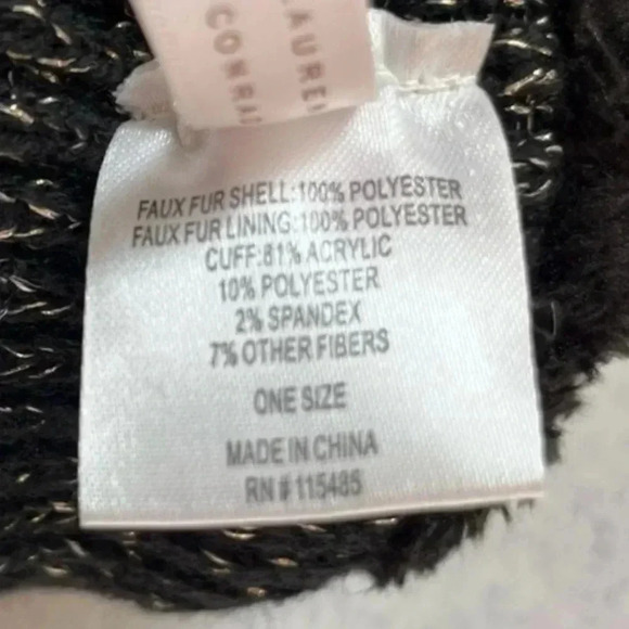 Lauren Conrad Black Fluffy Faux-Fur Vegan Mittens - Picture 7 of 9